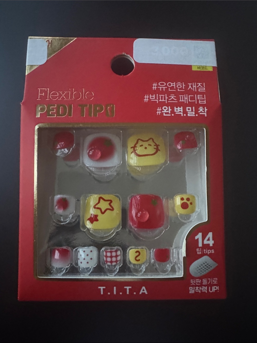 Yellow & Red Cute Character Press-On Pedicure Tips